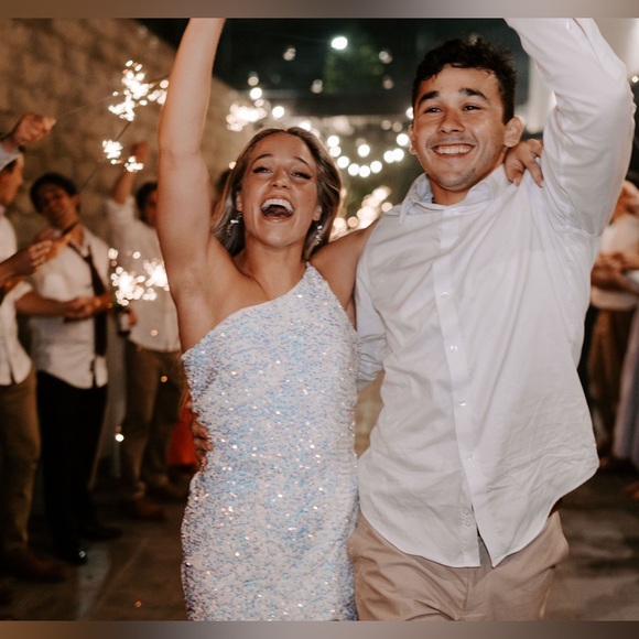 White sequin one shoulder dress - Picture 2 of 6